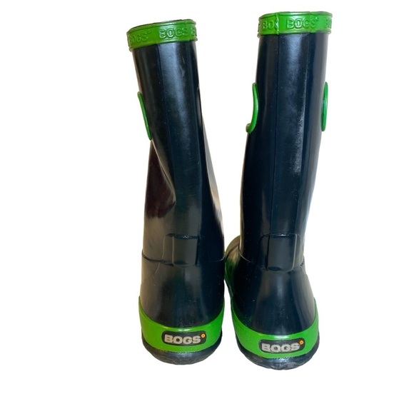 Bogs Krainboot Pull On Kids Size 13 Gloss Navy Blue Green Waterproof Rain‎ Boot - Picture 6 of 10